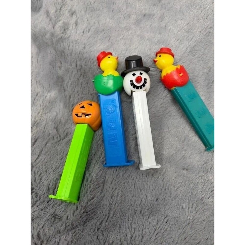 Vintage Holiday PEZ Dispenser Lot of 4 Halloween Pumpkin Snowman Easter Chick